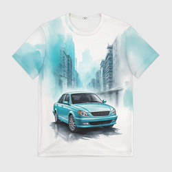 Футболка мужская Бирюзовая машина, цвет: 3D-принт