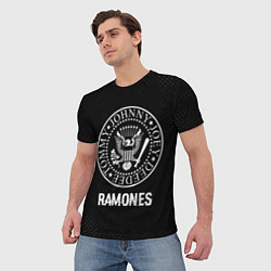 Футболка мужская Ramones glitch на темном фоне, цвет: 3D-принт — фото 2