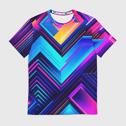 Футболка мужская Геометрическая неоновая абстракция, цвет: 3D-принт
