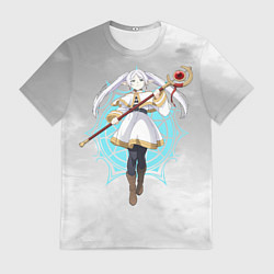 Футболка мужская Фрирен провожающая в последний путь - чб, цвет: 3D-принт