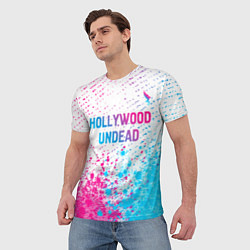Футболка мужская Hollywood Undead neon gradient style посередине, цвет: 3D-принт — фото 2