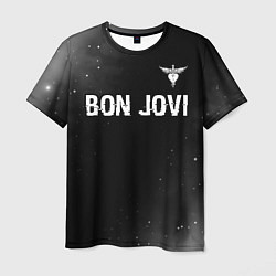 Футболка мужская Bon Jovi glitch на темном фоне посередине, цвет: 3D-принт