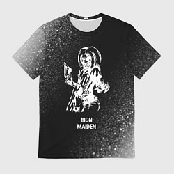 Футболка мужская Iron Maiden glitch на темном фоне, цвет: 3D-принт