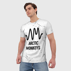 Футболка мужская Arctic Monkeys glitch на светлом фоне, цвет: 3D-принт — фото 2