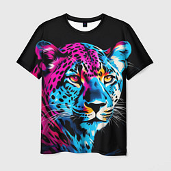 Футболка мужская Леопард в неоновых цветах, цвет: 3D-принт