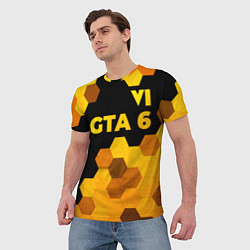 Футболка мужская GTA 6 - gold gradient посередине, цвет: 3D-принт — фото 2