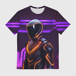 Футболка мужская Неоновый футуристичный гонщик, цвет: 3D-принт