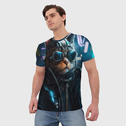 Футболка мужская Крутой кот от ai, цвет: 3D-принт — фото 2