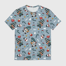Мужская футболка Новогодний паттерн с гномами