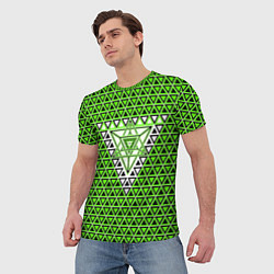 Футболка мужская Зелёные и чёрные треугольники, цвет: 3D-принт — фото 2