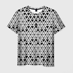 Футболка мужская Треугольники чёрные и белые, цвет: 3D-принт