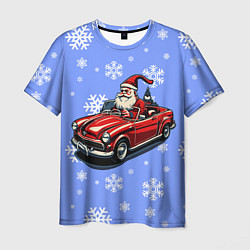 Футболка мужская Дед Мороз едет на машине, цвет: 3D-принт