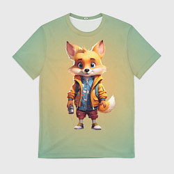 Футболка мужская Лисенок с фонариком, цвет: 3D-принт