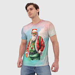 Футболка мужская Санта в стильном костюме, цвет: 3D-принт — фото 2