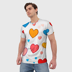 Футболка мужская Сердца сердечки, цвет: 3D-принт — фото 2