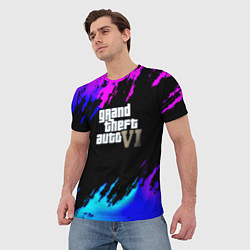 Футболка мужская GTA 6 неоновые краски вайсити, цвет: 3D-принт — фото 2