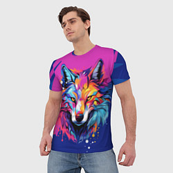 Футболка мужская Волк в стиле поп-арт, цвет: 3D-принт — фото 2
