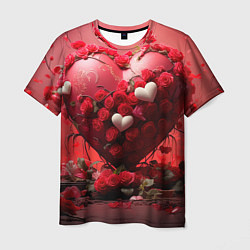 Футболка мужская Сердце и розы 14 февраля, цвет: 3D-принт