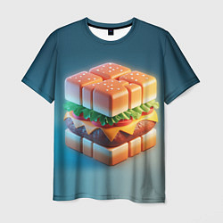 Футболка мужская Абстрактный гамбургер в форме куба, цвет: 3D-принт