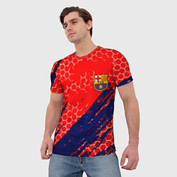 Футболка мужская Барселона спорт краски текстура, цвет: 3D-принт — фото 2