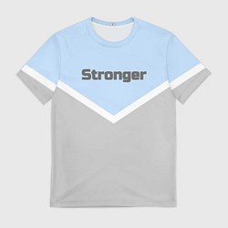 Футболка мужская Stronger серо-голубой, цвет: 3D-принт