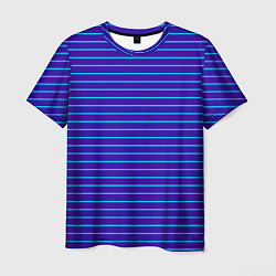 Футболка мужская Неоновые линии циан на темно синем, цвет: 3D-принт