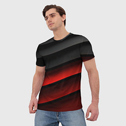Футболка мужская Черно-красный объемный градиент, цвет: 3D-принт — фото 2