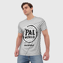 Футболка мужская Символ Palworld на светлом фоне с полосами, цвет: 3D-принт — фото 2