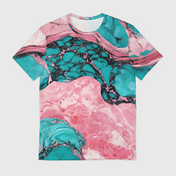 Футболка мужская Розово-бирюзовый мрамор, цвет: 3D-принт