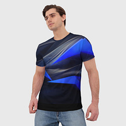 Футболка мужская Black and blue abstract background sport style, цвет: 3D-принт — фото 2