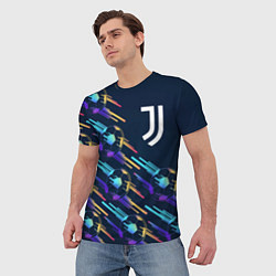 Футболка мужская Juventus градиентные мячи, цвет: 3D-принт — фото 2