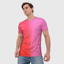Футболка мужская Красные градиентные линии, цвет: 3D-принт — фото 2