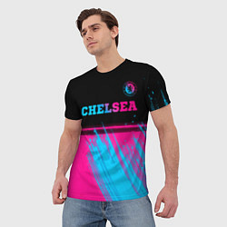 Футболка мужская Chelsea - neon gradient посередине, цвет: 3D-принт — фото 2