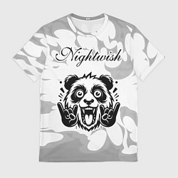 Футболка мужская Nightwish рок панда на светлом фоне, цвет: 3D-принт