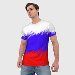 Футболка мужская Триколор штрихи, цвет: 3D-принт — фото 2
