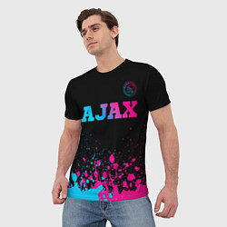 Футболка мужская Ajax - neon gradient посередине, цвет: 3D-принт — фото 2