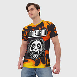 Футболка мужская Lindemann рок панда и огонь, цвет: 3D-принт — фото 2