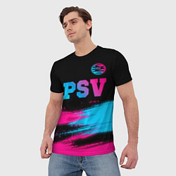 Футболка мужская PSV - neon gradient посередине, цвет: 3D-принт — фото 2