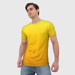 Футболка мужская Градиент насыщенный жёлтый, цвет: 3D-принт — фото 2