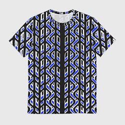Футболка мужская Чёрно-синий паттерн конструкция, цвет: 3D-принт