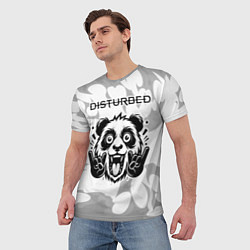 Футболка мужская Disturbed рок панда на светлом фоне, цвет: 3D-принт — фото 2