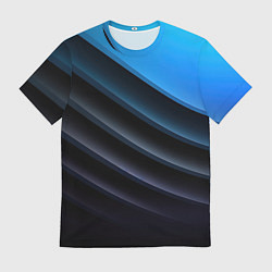 Футболка мужская Геометрическая синяя абстракция на черном фоне мин, цвет: 3D-принт