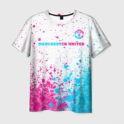 Футболка мужская Manchester United neon gradient style посередине, цвет: 3D-принт