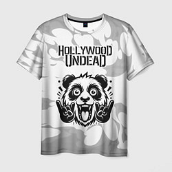 Футболка мужская Hollywood Undead рок панда на светлом фоне, цвет: 3D-принт