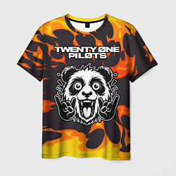 Футболка мужская Twenty One Pilots рок панда и огонь, цвет: 3D-принт