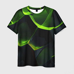 Мужская футболка Green neon abstract geometry