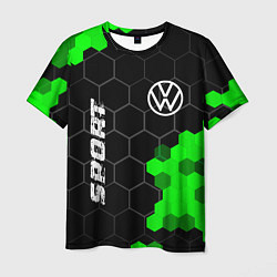 Футболка мужская Volkswagen green sport hexagon, цвет: 3D-принт