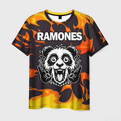 Футболка мужская Ramones рок панда и огонь, цвет: 3D-принт