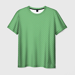 Футболка мужская Светлый зелёный в маленький белый горошек, цвет: 3D-принт