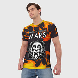 Футболка мужская Thirty Seconds to Mars рок панда и огонь, цвет: 3D-принт — фото 2